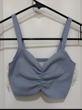 Full Tilt by Tillys Light Blue Ruched Knit Crop Top